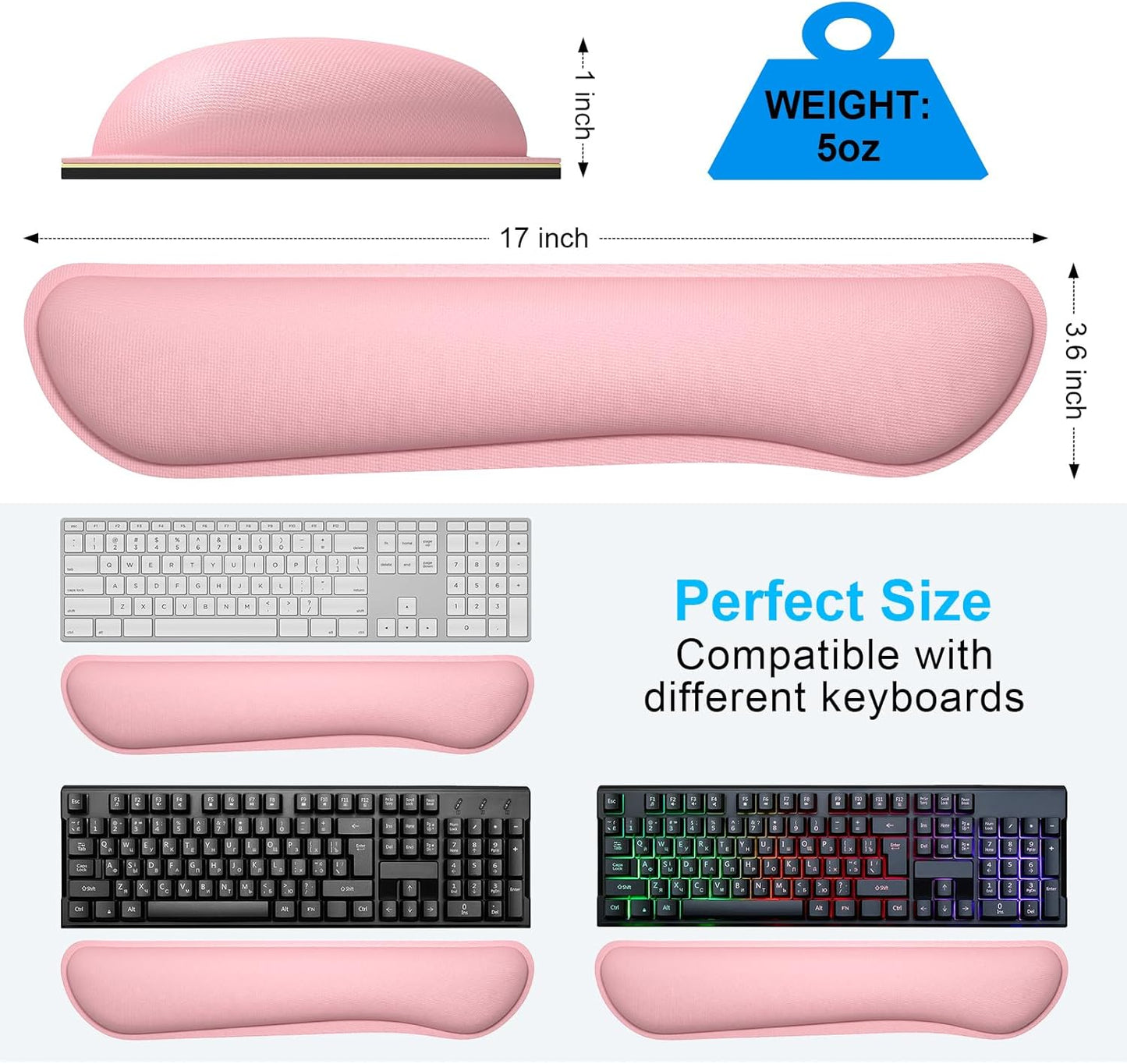 Dapesuom Enlarge Keyboard Wrist Rest, Cute Memory Foam Keyboard Wrist Cushion for Computer Desk Mats Support, Typing Pain Relief Ergonomic Mouse Pad Rests with Non-Slip Base for Gaming, Laptop, Purple
