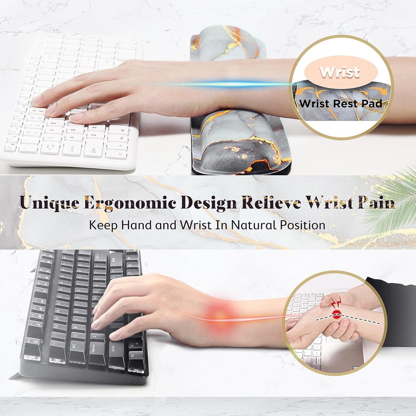 Gimars Upgrade Enlarge Silky and Superfine Fabric Gel Memory Foam Keyboard Wrist Rest Set, Ergonomic Keyboard Mouse Wrist Support for Typing Pain Relief, Comfort for Office, Gaming, Computer