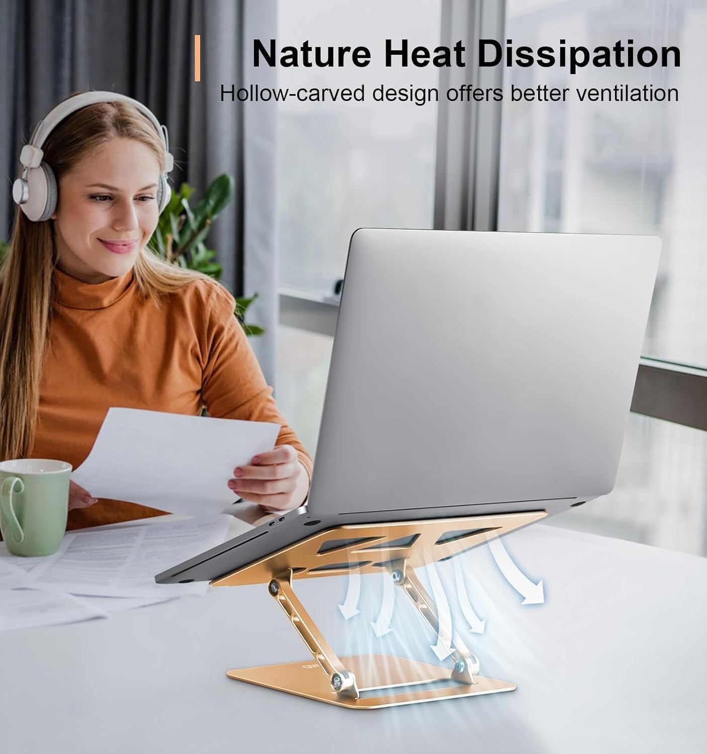 Aoviho Adjustable Laptop Stand for Desk,Portable Laptop Stand Holder and Riser,Foldable Aluminum Notebook Computer Stands for MacBook Air Pro HP Lenovo Dell Samsung Chromebook, 10-15.6 inch, Purple