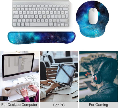 LATEEFAH Mouse Pad with Wrist Rest, 3-in-1 Gaming Mouse Pad, Keyboard Wrist Rest, Ergonomic Memory Foam Mousepad with Wrist Support for Computer Keyboard