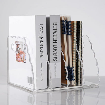 Adevar Clear Acrylic Magazine File Holder 4 Vertical Magazine File Organizer Binder Book Holder for Desk Acrylic Desk Organizer Clear Office Racks & Displays for Office Home Classroom