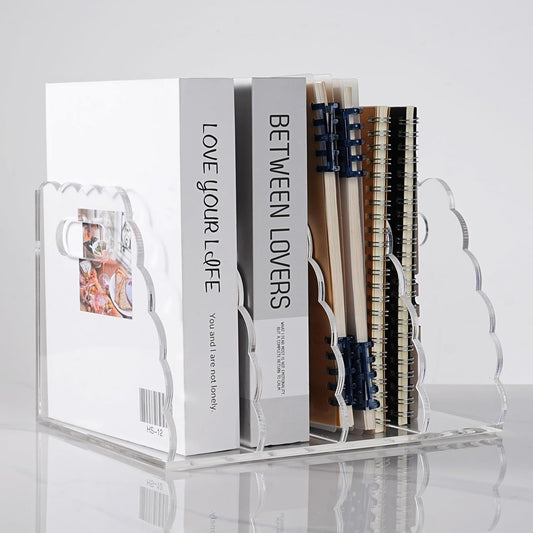 Adevar Clear Acrylic Magazine File Holder 4 Vertical Magazine File Organizer Binder Book Holder for Desk Acrylic Desk Organizer Clear Office Racks & Displays for Office Home Classroom