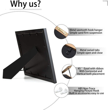 ELSKER&HOME Diploma Frame - Wide Solid Wood Frame - Black Velvet Golden Rim Mat - Semi-Tempered Glass - Includes Hanging Hardware and Desktop Easel(ONLY Display 11×14 Document/Certificate)