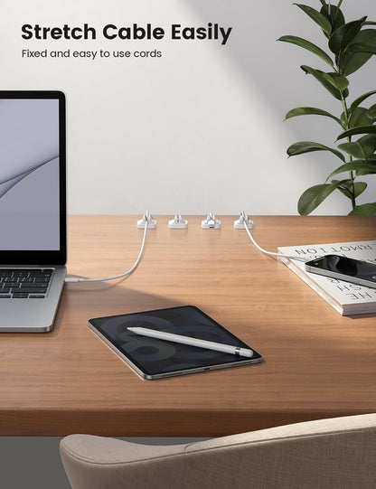 5Pack Cable Spring Holder Clips, Cord Organizer for Desk - Lamicall Adjustable Cord Wire Holder Keeper, Phone Charger Organizer Clips, Wire Cable Management for Nightstand Wall Car Office Desktop