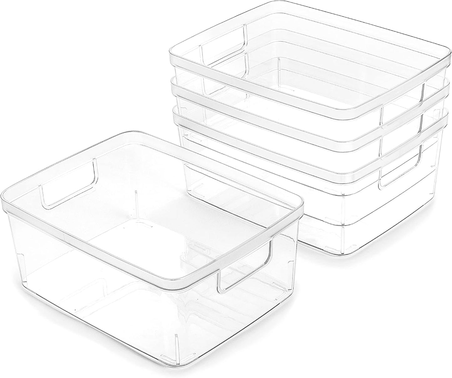 BINO | Plastic Storage Bins, X-Small - 5 Pack | THE LUCID COLLECTION | Multi-Use Built-In Handles BPA-Free Clear Storage Containers | Fridge Organizer | Pantry & Home Organization