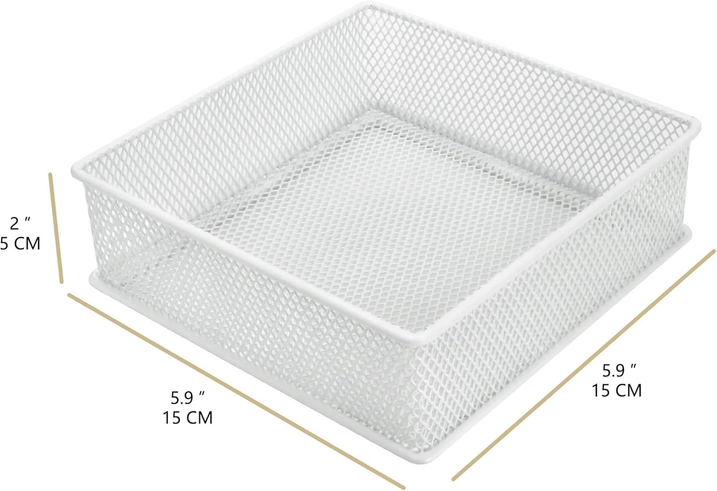 Annova Stackable Mesh Drawer Cabinet and Shelf Organizer Bins Storage Basket School Office Supply Holder Tray- Set of 2 (Gold, 3x3x2 Inch)