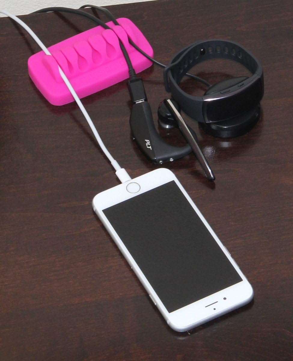 Heaviest Cable Organizer on The Market! Compact and Weighted Desktop Cord Holder and Cable Organizer, Eco-Friendly Silicone, No Bad Smell, Bundled with 4 Reusable Cable Ties! (Black)