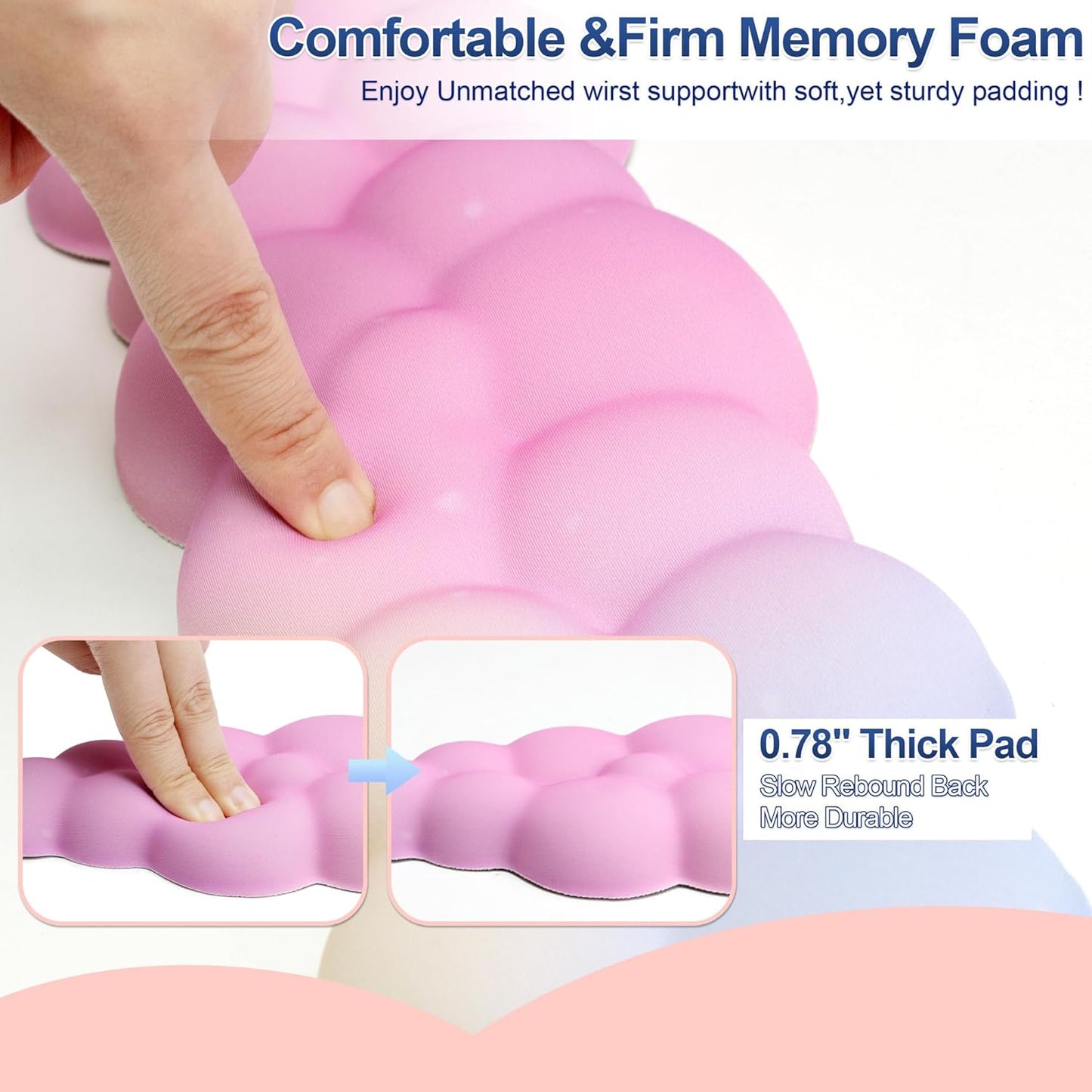 Cloud Wrist Rest Set for Keyboard and Mouse, Includes Cute Coaster, with Computers and Laptops（Purple Star Set）