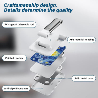 Desk Cell Phone Stand - Adjustable Angle-iPad Holder, Universal Compatible Phone Holder for Desk