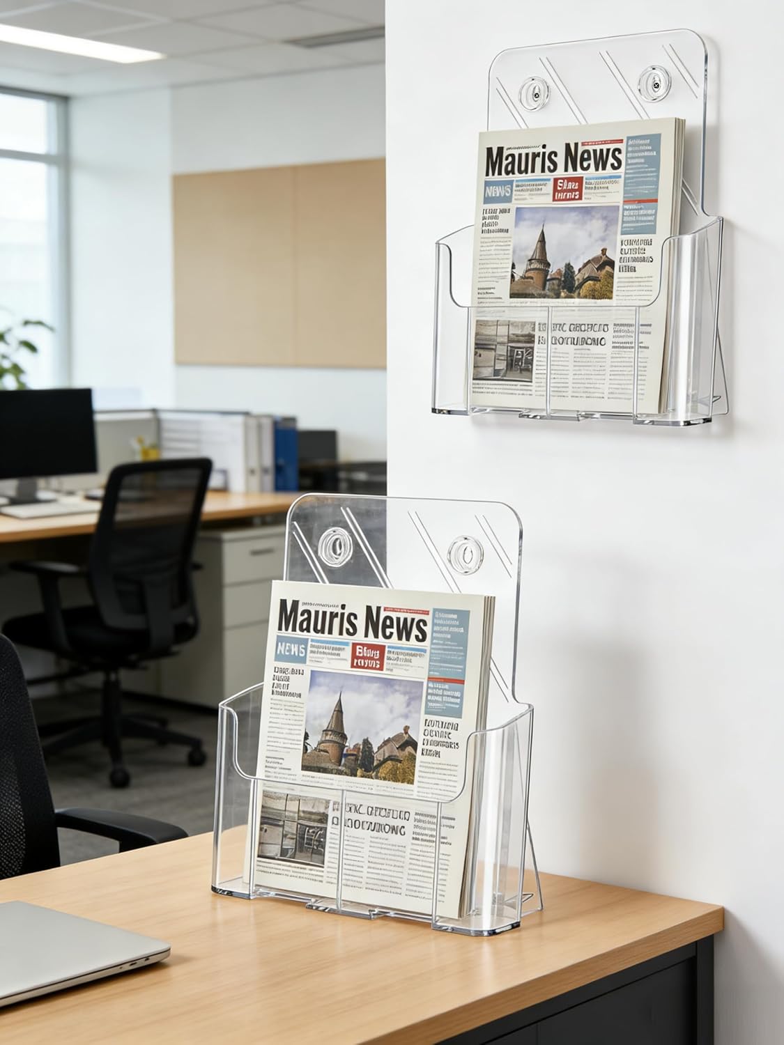 Gawerk 2 Pack Acrylic Brochure Holder 8.5 x 11 inches for Desk or Wall Mount, Clear Flyer Display Stand Plastic Table Stand Sign Literature Holder for Magazines, Menus, Pamphlets, Booklets, Documents