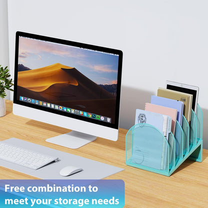 gianotter Desktop File Organizer, Desk Organizer with 5 Compartments, Paper Organizer for Desk, Workspace Organizers for Office Supplies (Black, Upright Style)