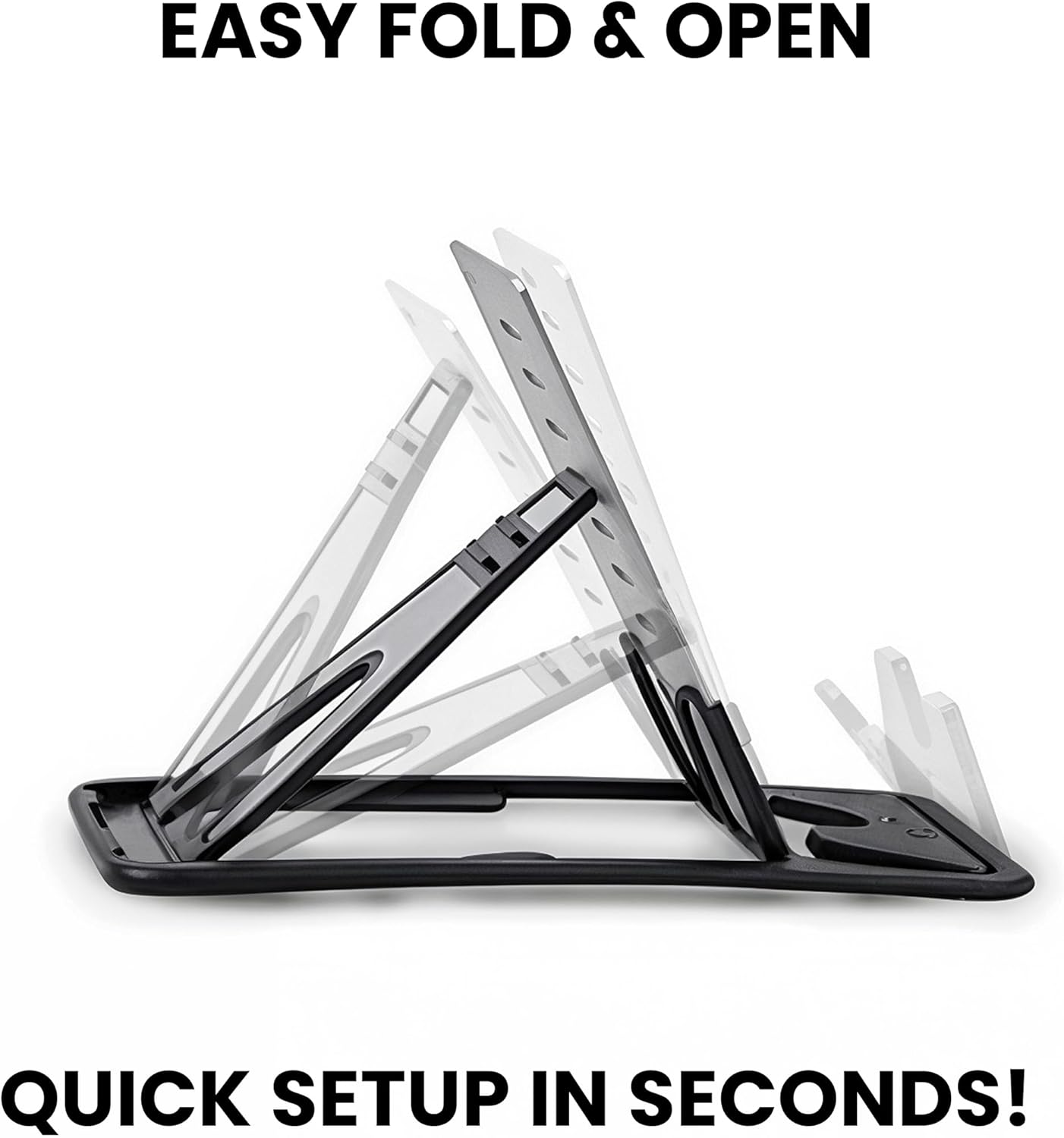 Foldable Phone Stand for Desk | Six Position Adjustable Folding Bracket for Cell Phone | Black Cellphone Holder for Desk & Smartphone Stand | Cellphone & Accessories for Men & Women