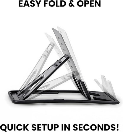 Foldable Phone Stand for Desk | Six Position Adjustable Folding Bracket for Cell Phone | Black Cellphone Holder for Desk & Smartphone Stand | Cellphone & Accessories for Men & Women