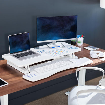 VIVO 26 inch Desk Converter, K Series, Height Adjustable Sit to Stand Riser, Dual Monitor and Laptop Workstation with Keyboard Tray, Black, DESK-V026KB