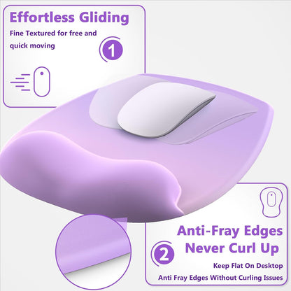 AKIT Ergonomic Mouse Pad with Wrist Rest& Keyboard Wrist Rest, Wrist Rest for Computer Keyboard, Pain Relief, Non-Slip Gel Base, Mousepad Wrist Support for Gaming, Office, Waterdrop Shaped Pink