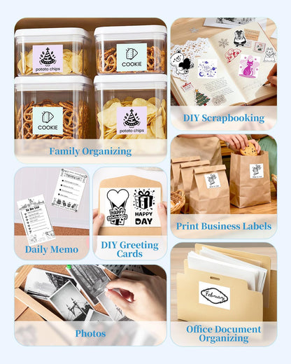Memoking Sticker Maker - T02 Mini Sticker Printer Wireless Inkless Label Maker Portable Thermal Printer for Student Birthday Gift, Impresora Portátil for Note, DIY, Compatible with iOS & Android, Pink