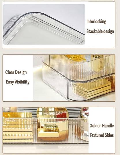 Stackable Cosmetics Organizer Drawers, Bathroom Vanity Makeup Organizers and Storage, Ideal for Desk and Dresser Countertops, Great for Palette, Skincare, Lipsticks, Nail Care. Green