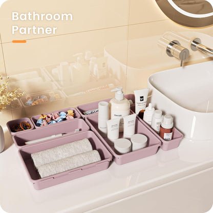 【Military Grade】A-LuGei Drawer Organizer, 【𝟱𝗦𝗶𝘇𝗲】 Makeup organizer, 【Holds 177 Items】 Bathroom Organizers and Storage, Organization and Storage, Desk Drawer Organizer for Bathroom Vanity