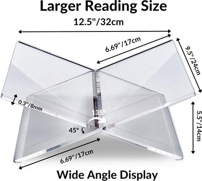 Honygebia Gold Acrylic Book Stands - Cross Frame Acrylic Book Holder, Open Bookstand for Display and Reading, Suitable for Art, Bible, Cookbook, Easel, Magazine, Textbooks 12.5" x 9.5" x 5.5"