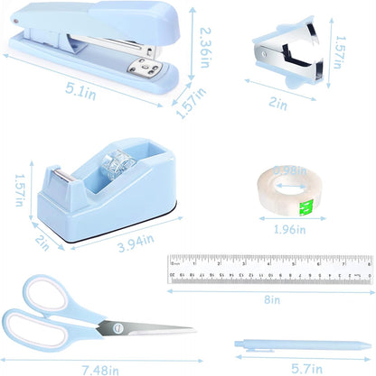 Gold Desk Accessories, Office Desk Organizers and Accessories 360°Pen Holder Acrylic Stapler Set, Phone Holder, Ballpoint Pen, Scissor, Binder Clips, Ruler, Transparent Glue, Sticky Note and Staples.