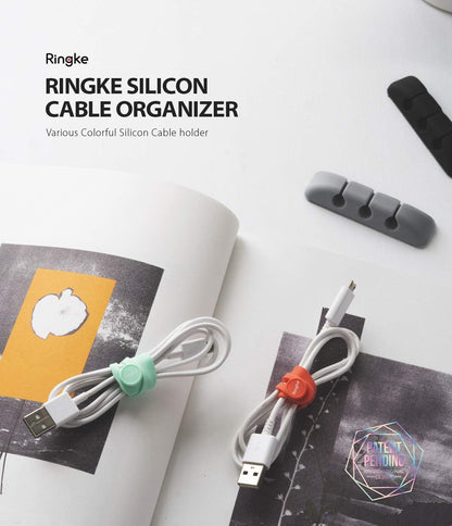 Ringke Silicone Cable Organizer for Cable Management, Durable Flexible Cord Organizer, Powerful Adhesive Cable Clips - 4 Pack