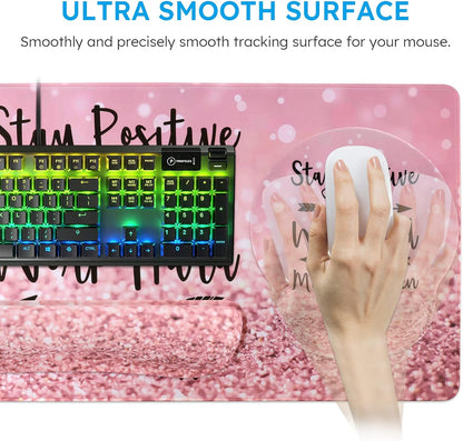 iCasso Desk Mat, Gaming Mouse Pad Wrist Support Set,4in1 XXL Large Mousepad + Keyboard Wrist Rest+Mouse Wrist Rest+Coaster Set with Ergonomic Design for Home Office Table Computer-Penoy