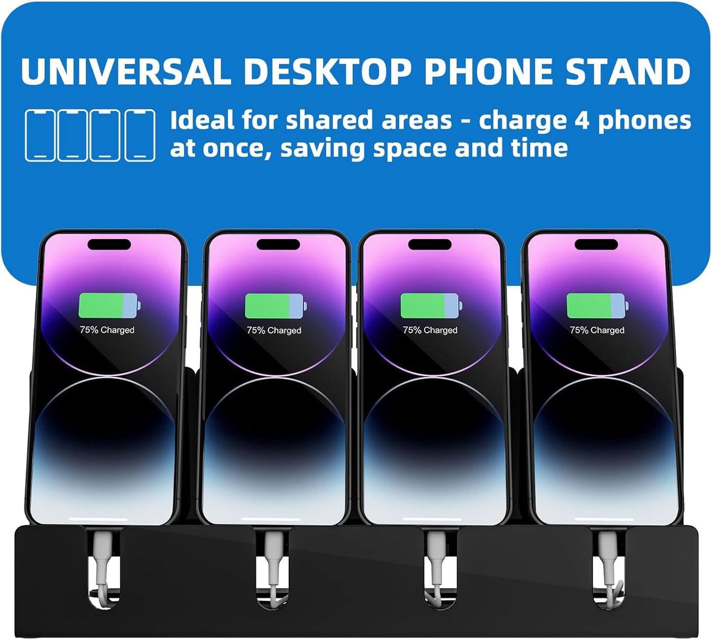 Cell Phone Stand, Multiple Phone Holder Organizer Stand for 4 Phones, Acrylic Desktop Mobile Phone Docking Station Charging Holder (Clear)