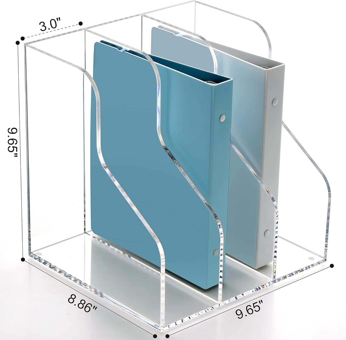 SANRUI Acrylic Magazine Holder Desk Organizer Workspace Sorters，Clear Bookend File Sorter Holder，Folder Rack, Office Accessories Organization Storage with 3 Vertical Compartments