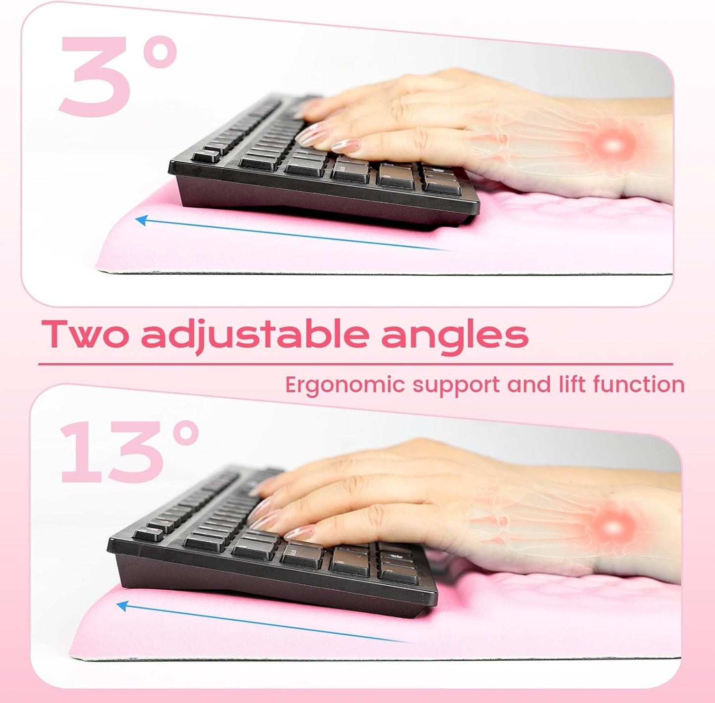Keyboard Wrist Rest with Ergonomic Height - Computer Keyboard Stand & Soft Cushioned Pad for Wrist Pain Relief - Non-Slip Typing Support for Office, Gaming & Home (Black)
