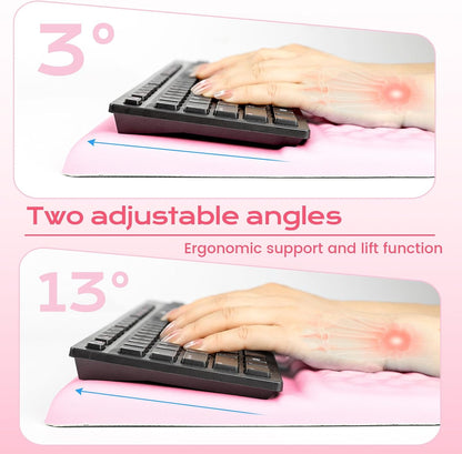 Keyboard Wrist Rest with Ergonomic Height - Computer Keyboard Stand & Soft Cushioned Pad for Wrist Pain Relief - Non-Slip Typing Support for Office, Gaming & Home (Black)