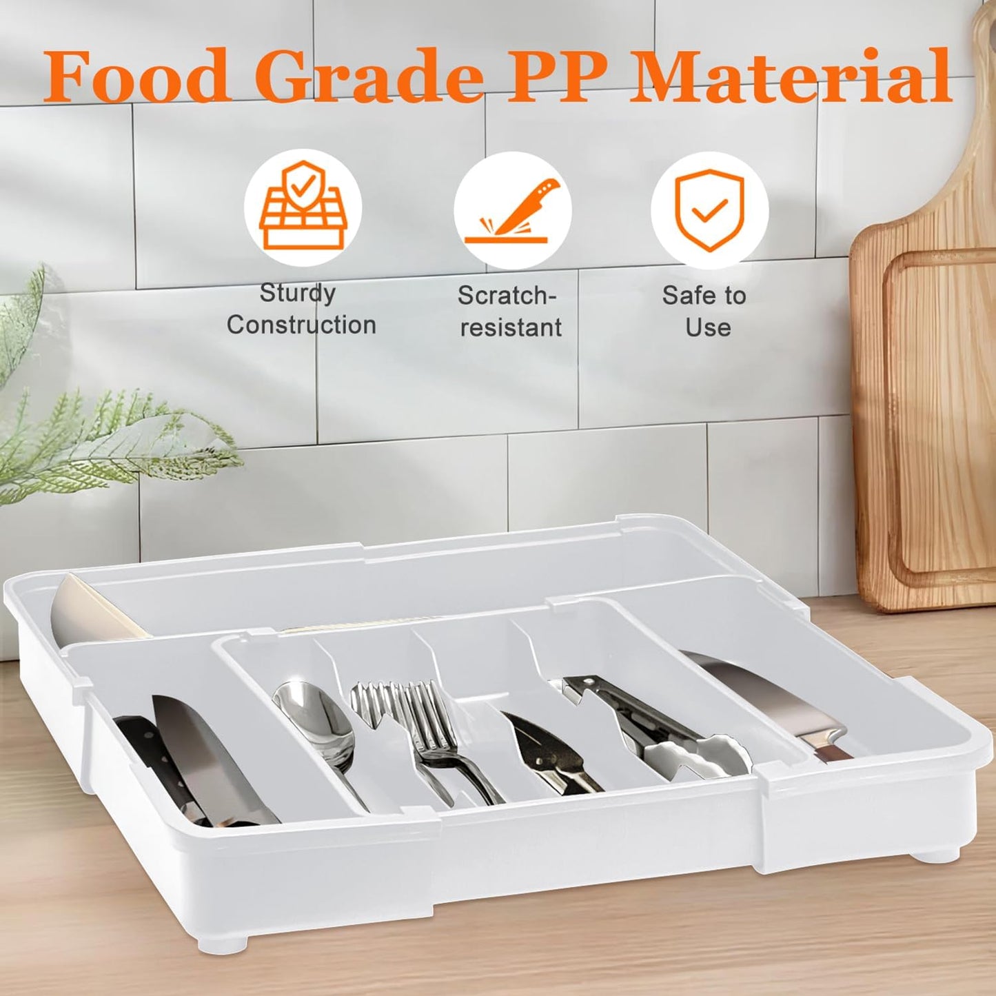 Spaclear Silverware Organizer - Expandable Kitchen Drawer Organizer, Utensil Drawer Organizer, Adjustable Plastic Flatware and Cutlery Holder, Kitchen Organizers Storage for Forks Knives, Black