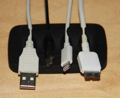 Heaviest Cable Organizer on The Market! Compact and Weighted Desktop Cord Holder and Cable Organizer, Eco-Friendly Silicone, No Bad Smell, Bundled with 4 Reusable Cable Ties! (Black)
