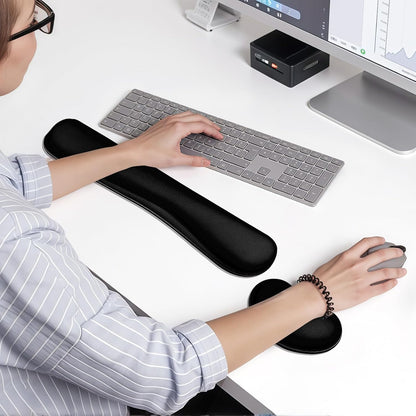 Wrist Rest for Computer Keyboard and Mouse, Ergonomic Design Wrist Support Pad for Keyboard, Soft Memory Foam Desk Pads Support Hand and Arm Easy Typing Pain Relief, 2 Piece Pad, Cream Pink
