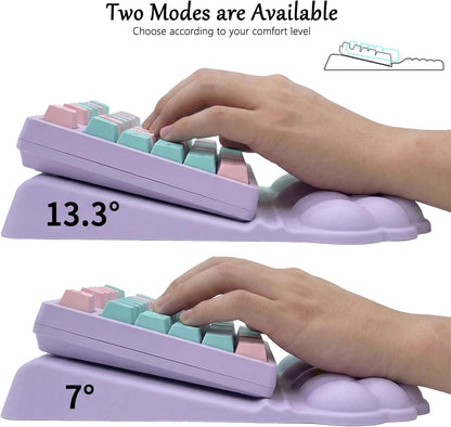 Computer Keyboard Stand Pad with Wrist Rest Purple Blue Cloud Keyboard Pad Support with Comfortable Galaxy Stars Wrist Pad Cute Girl Ergonomic Tilted Keyboard Riser Holder for Desktop Office Home