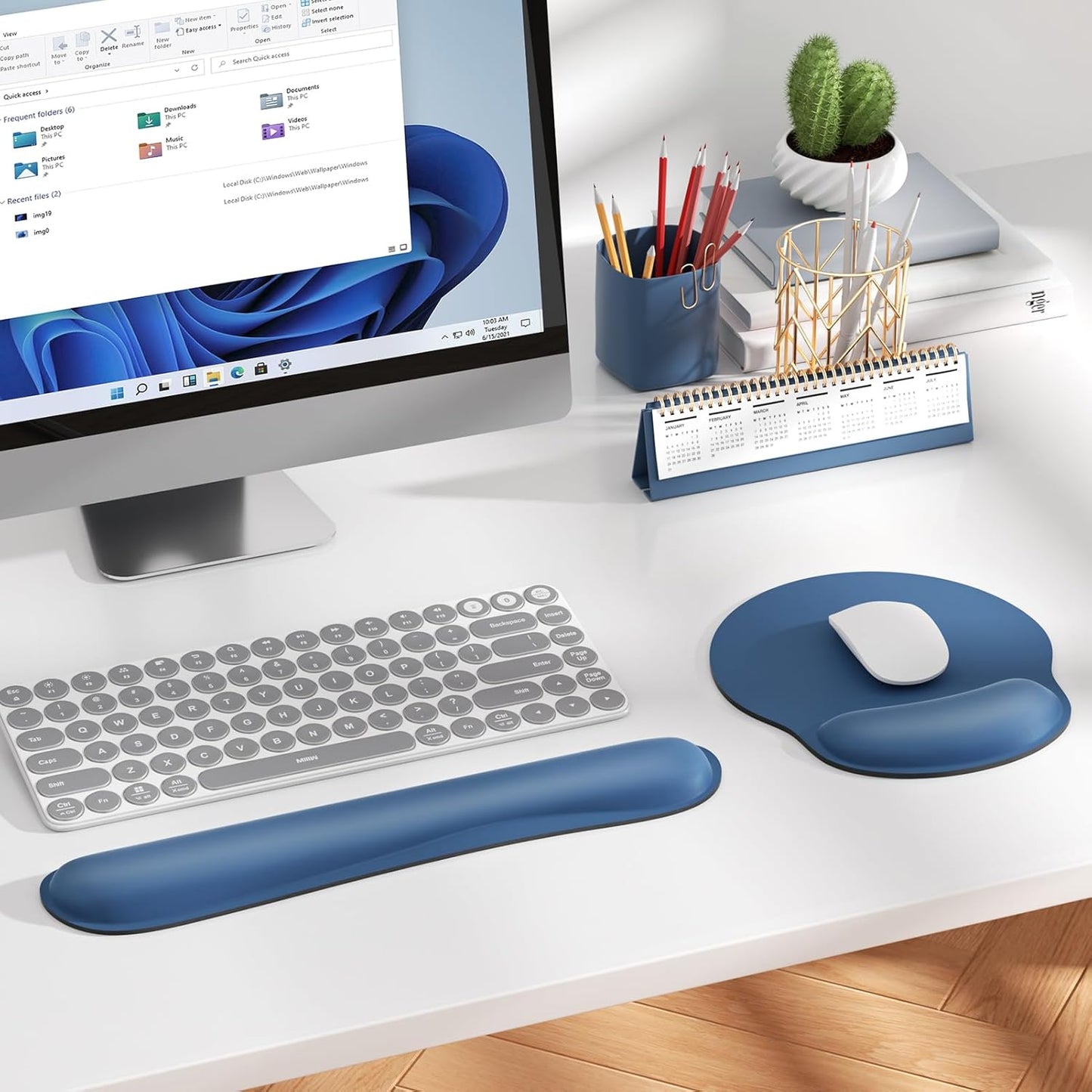 KTRIO Ergonomic Keyboard Wrist Rest and Mouse Pad with Wrist Rest Set, Memory Foam Wrist Support for Typing, Gaming, Office and Home Use, Black