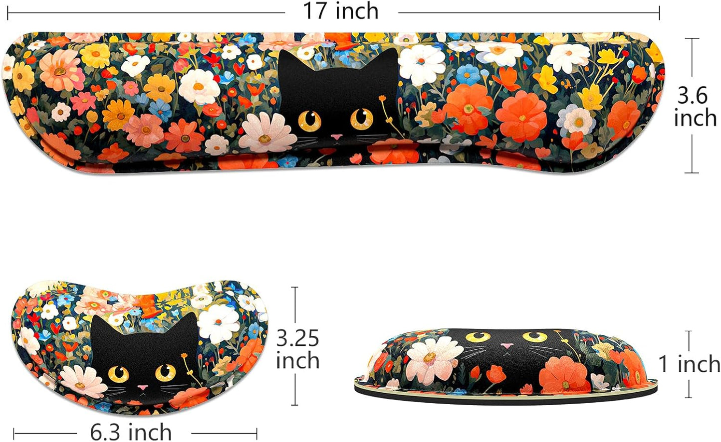 Dapesuom Enlarge Keyboard Wrist Rest, Memory Foam Wrist Cushion for Desk Mats Support, Cute Pain Relief Keyboard Mouse Pad Rests Set with Non-Slip Base for Gaming Laptop Office Computer, Green Leaf