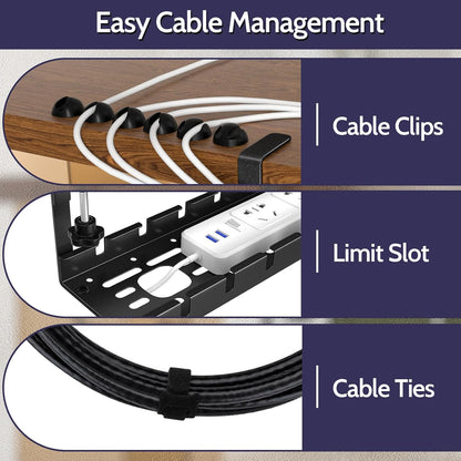 Shikha Cable Management Under Desk, 15.7"-31" Retractable Cable Management Tray, No Drilling Cord Organizer with Clamp for Desk, Under Table Wire Management Tray for Home Office -White