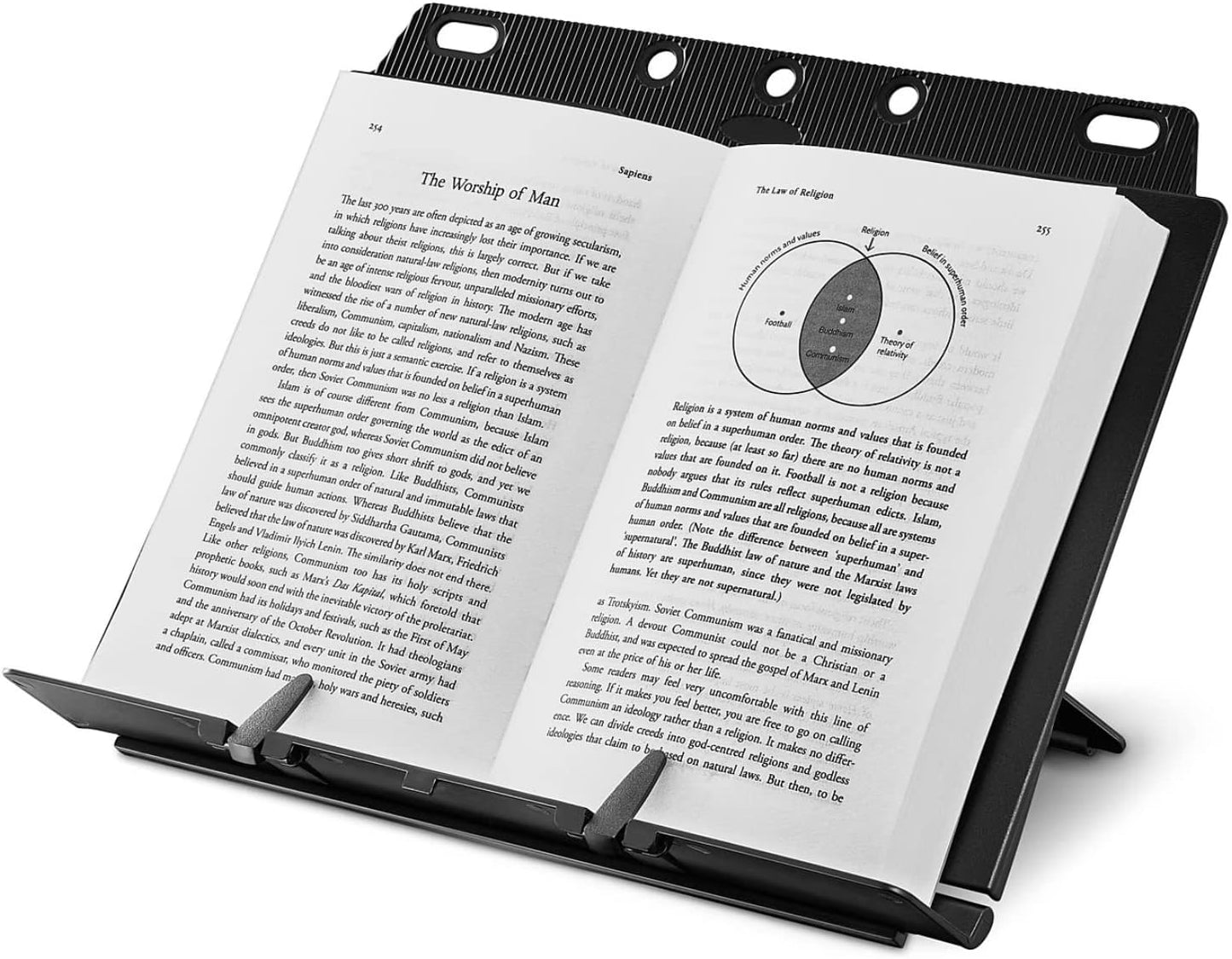 1InTheOffice Book Stand, Collapsible Stand, Booklift, Foldable Lightweight Book Rest, Cookbook, Recipe, Tablet, Music Book, Documents (Black)