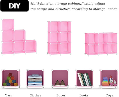 AWTATOS Cube Storage Organizer, Storage Cubes Shelves Bookshelf, 6 Cube Closet Organizers and Storage, DIY Stackable Plastic Clothes Organizer Shelving for Bedroom, Home, White