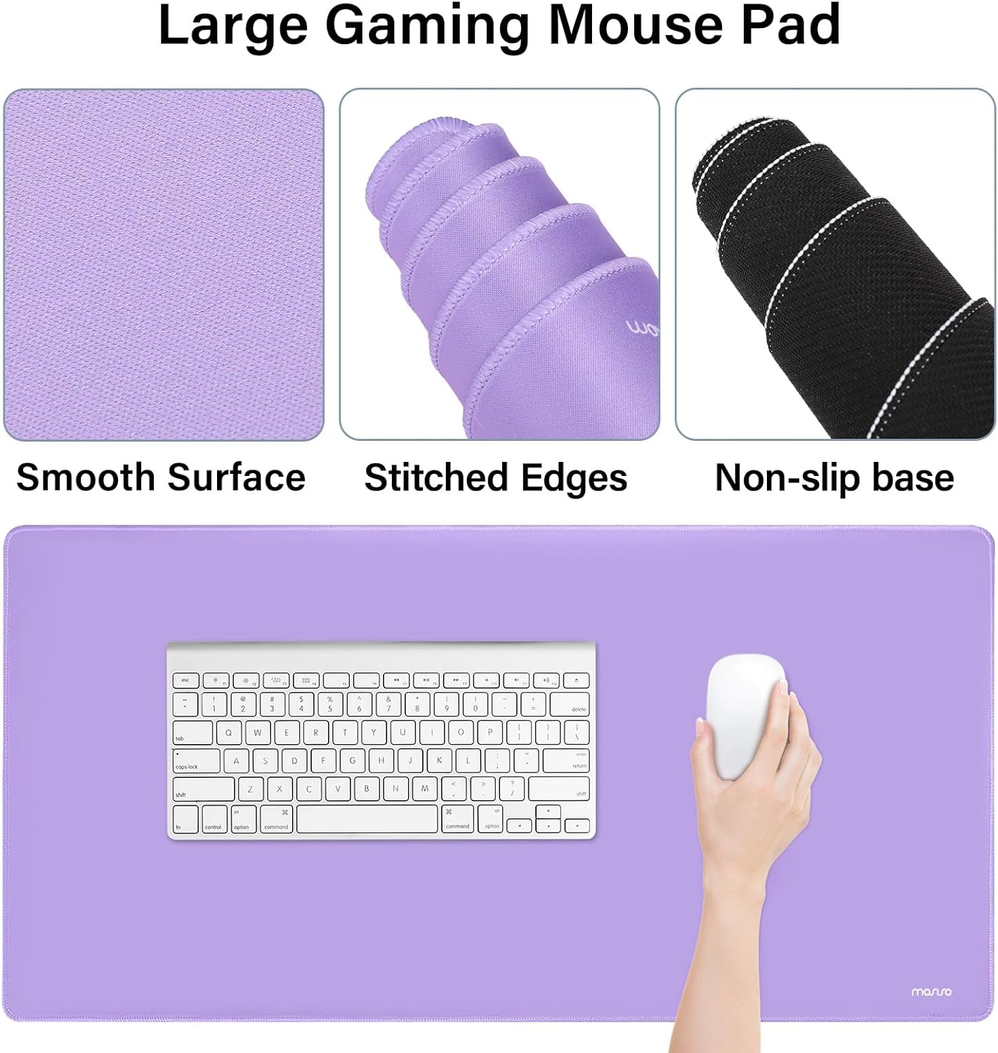 MOSISO Keyboard Mouse Pad Set, Gaming Mouse Pad&Keyboard Wrist Rest&Wrist Rest, Ergonomic Wristrests with Memory Foam Home Office Easy Typing Cushion Non-Slip Mousepad, Purple