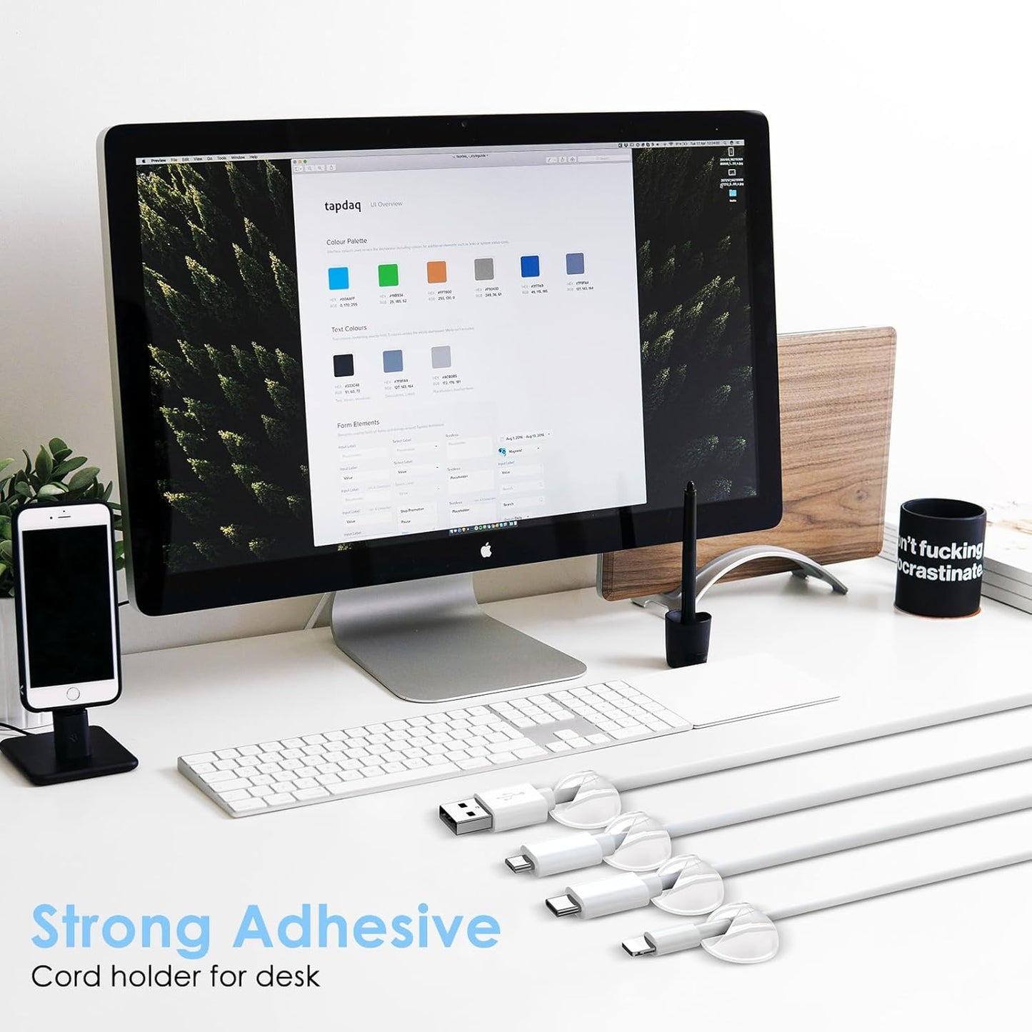 18 Pack Mini Cable Clips, Znben Cord Organizer Holder Adhesive Cord Management Charger Wire Holder Clips for Desk, Home, Office, Car, Cubicle, Nightstand Black