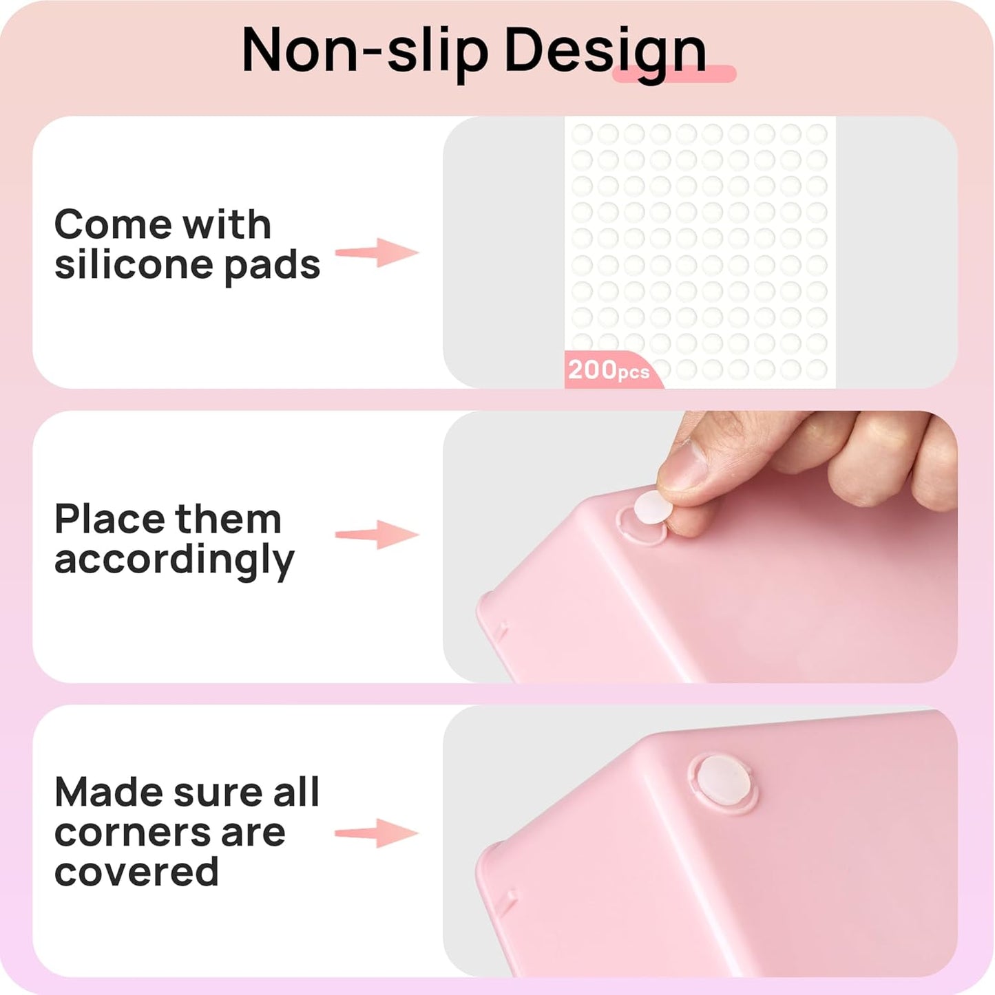 Vtopmart 44 PCS Clear Plastic Drawer Organizers Set, 4-Size Versatile Bathroom and Vanity Organizer Trays, Non-Slip Storage Containers for Makeup, Jewelries, Bedroom，Kitchen Utensils and Office