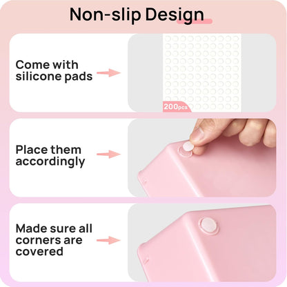 Vtopmart 44 PCS Clear Plastic Drawer Organizers Set, 4-Size Versatile Bathroom and Vanity Organizer Trays, Non-Slip Storage Containers for Makeup, Jewelries, Bedroom，Kitchen Utensils and Office