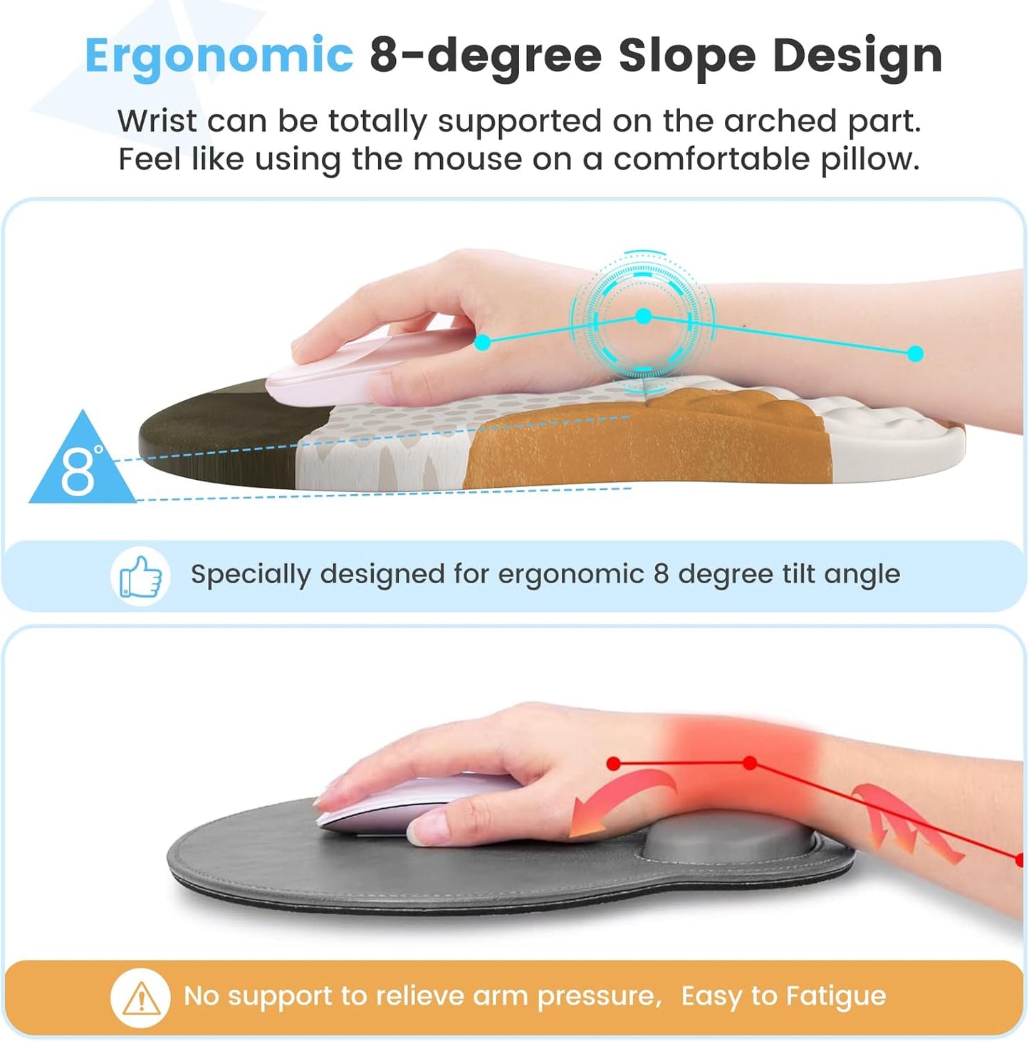 HAOCOO Keyboard Wrist Rest, Ergonomic Mouse Pad with Wrist Rest, 3 in 1 Keyboard and Mouse pad with Coaster Set, Memory Foam Wrist Support, Non-Slip PU Base for Home Office, Rose Gold Pink