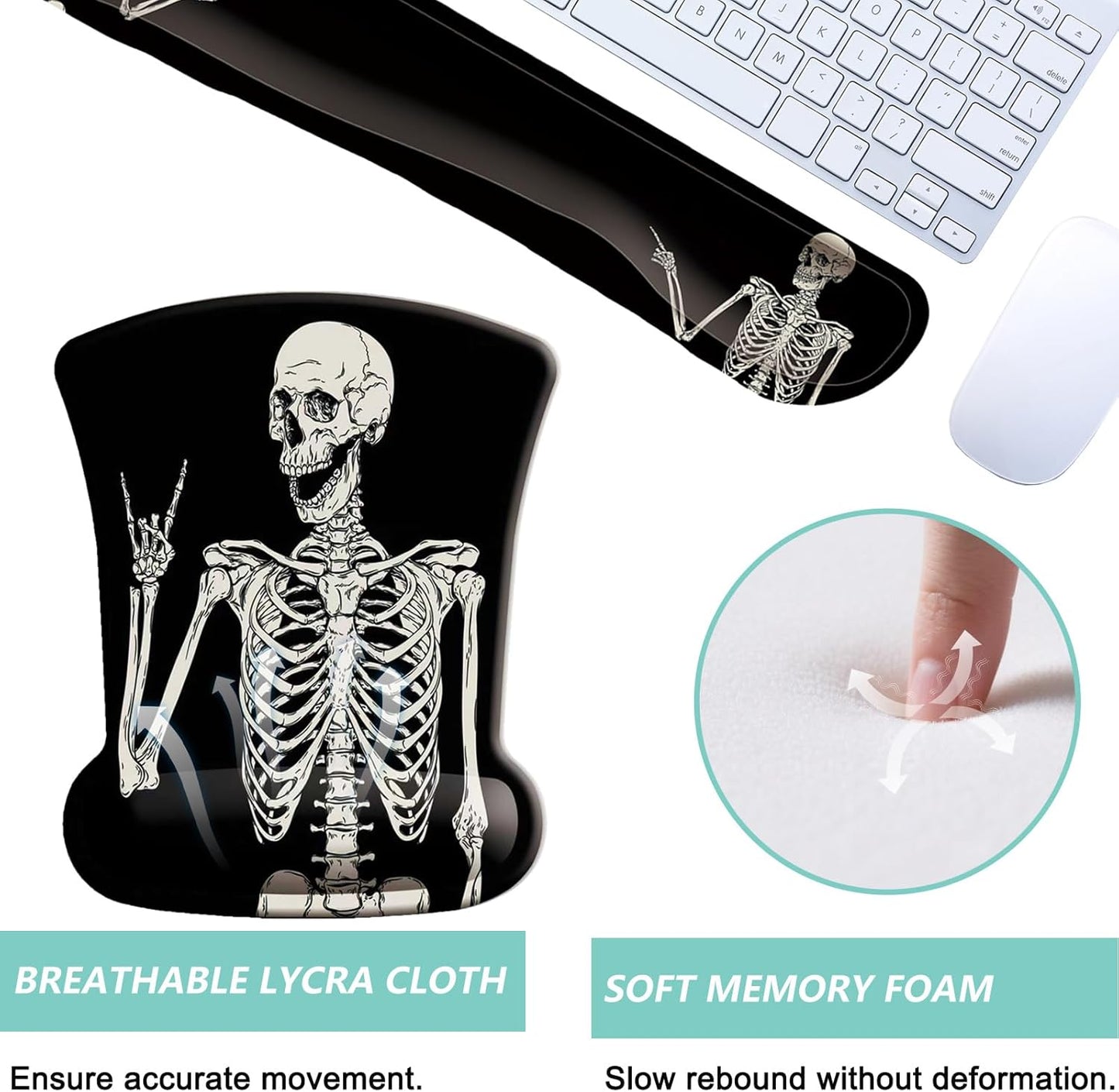 Keyboard Wrist Rest Pad Mouse Pad with Wrist Support Set of 3, Gaming Mousepad with Non-Slip Rubber Base, Ergonomic Memory Foam Mouse Cushion Support for Home Office Laptop Computer, Navy Blue