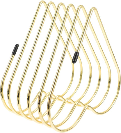 Folder Holder for Desk, Heart Shaped Desk File Organizer Vertical File Holder, 5 Slots Iron Gold File Holder, Telescopic Book File Organizer Stand for Desk File, Gold