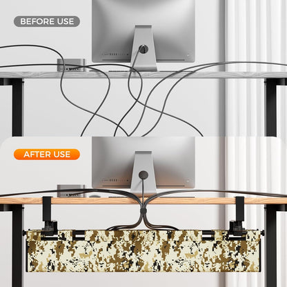 Under Desk Cable Management,No-Drill Standing Desk Cable Organizer with 2 Mounting Options - Clamp Or Screw Mounting,Upgraded Wider & Thickened Cord Holder for Home Office,38.6" L x 6" W