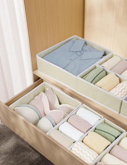 Fordonral 12 Pack Drawer Organizer Clothes, Foldable Fabric Dresser Organizer Closet Organizers and Storage Box for Underwear,Folded Clothes,Baby Clothing,Socks,Bra,Towels,Ties(12 Pack,Gray)