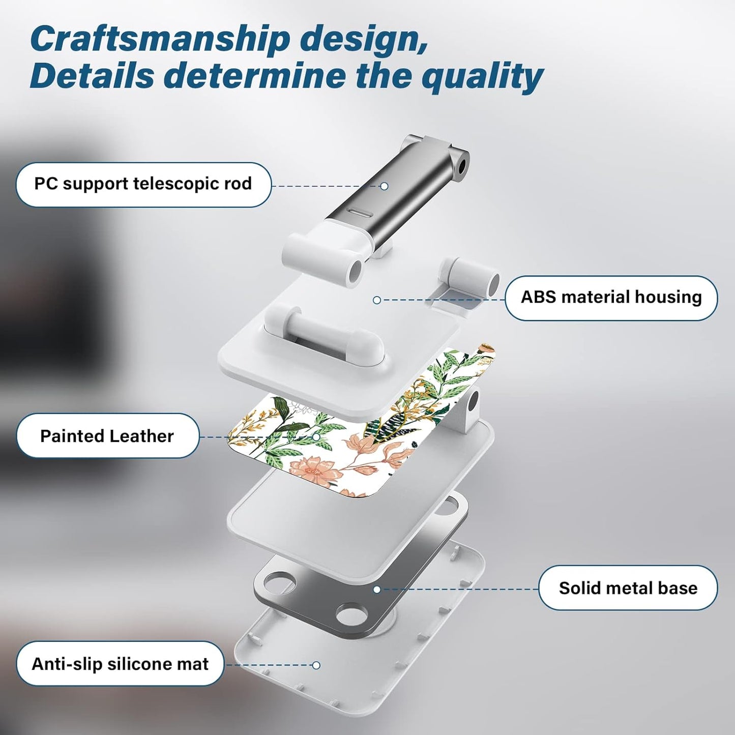 Desk Cell Phone Stand - Adjustable Angle-iPad Holder, Universal Compatible Phone Holder for Desk