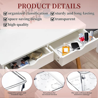 25 Pcs Clear Drawer Organizers 3 x 3 x 2 Inch Stackable Makeup Storage Bins Clear Container Dividers Small Vanity Desk Drawer Organizers for Kitchen Bedroom Office